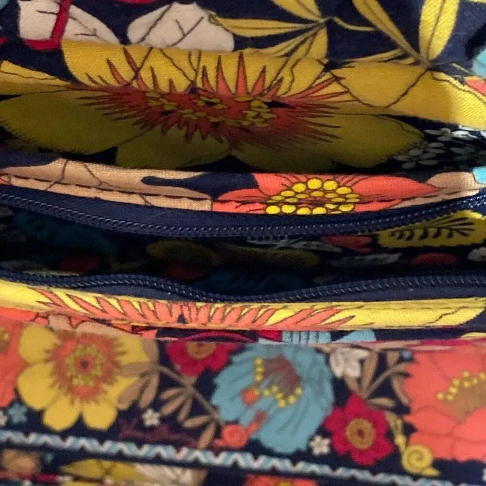 Vera Bradley Sun Valley Quilted Floral Laptop Bag & Tech Sleeve Set Navy Multi